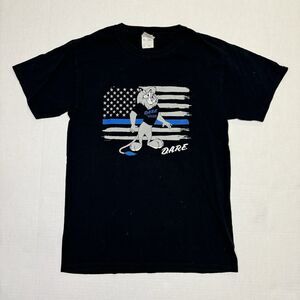 D.A.R.E Graduate Lion T Shirt Black American Flag Vintage Dare Size Small